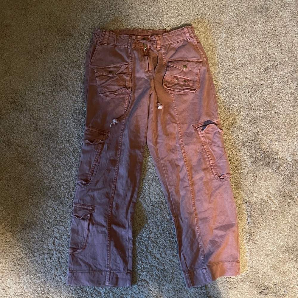 Free People Cropped Cargo Pants in Dusty Rose